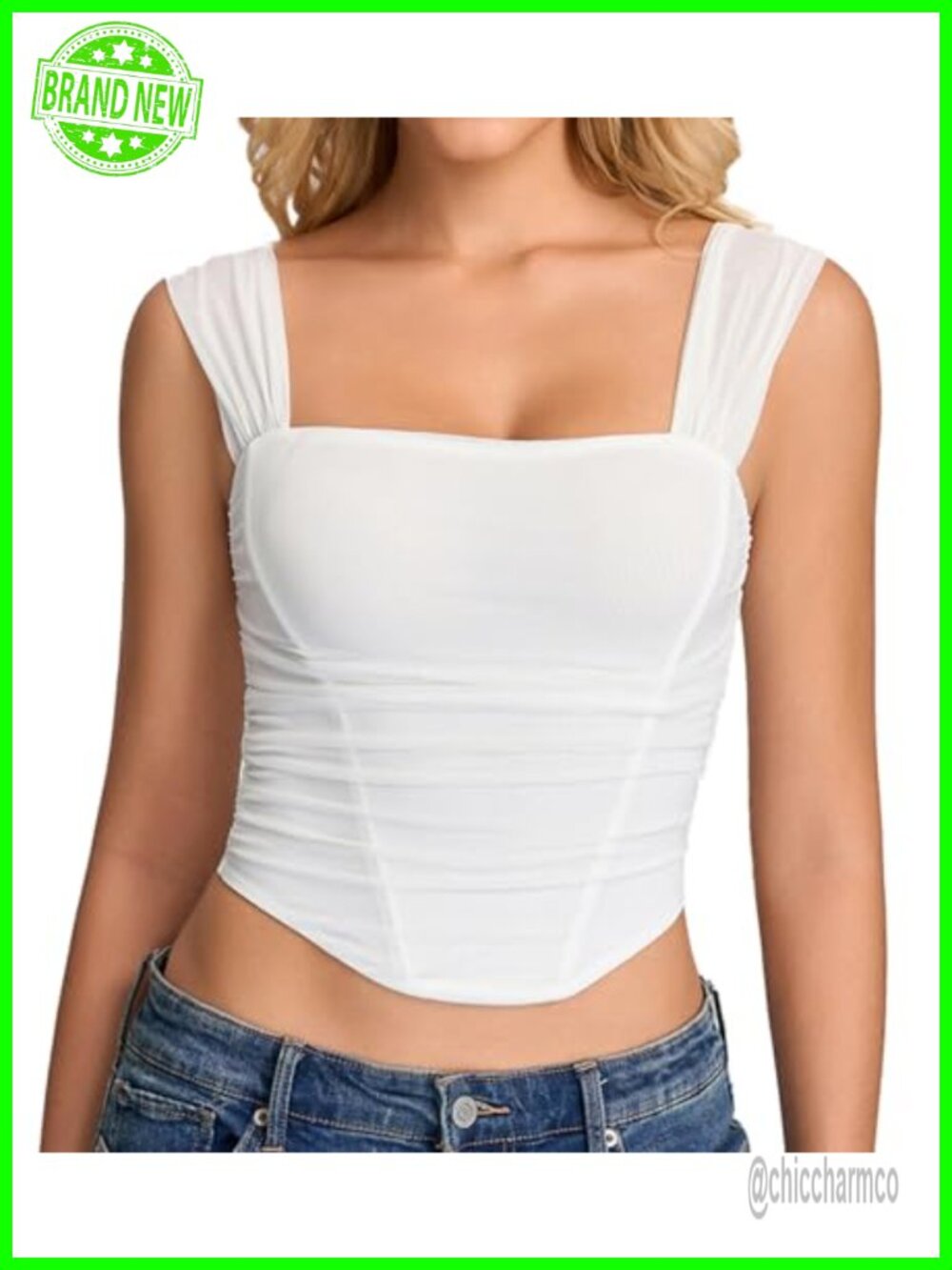 KUTUMAI Floral Corset Top Off Shoulder Square Neck Y2K Going Out Bustier